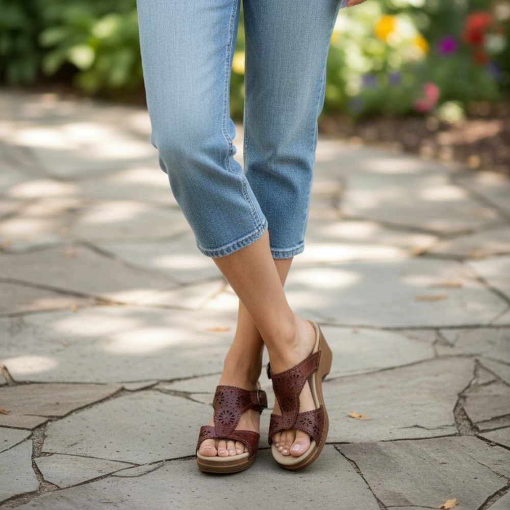 DANSKO SAPPHIRE AMBER BRN.‎ CUT OUT LEATHER CLOG SLIDE SANDALS EUR 39 US 8.5-9